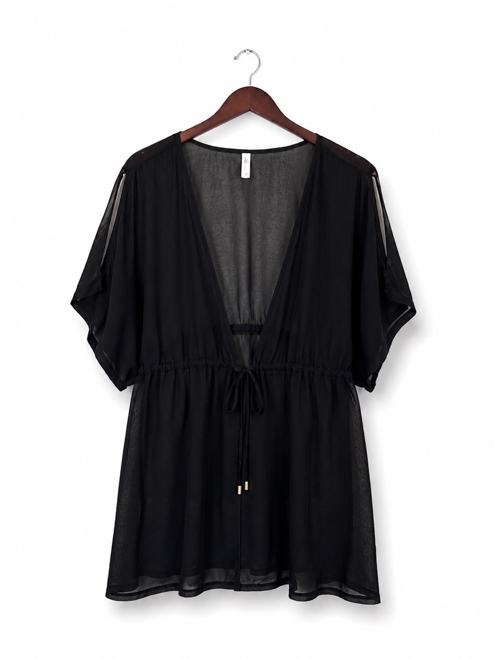 Swim by Cacique Black Sheer Swim Cover Up Plus Size 18/20 Cold Shoulder Resort